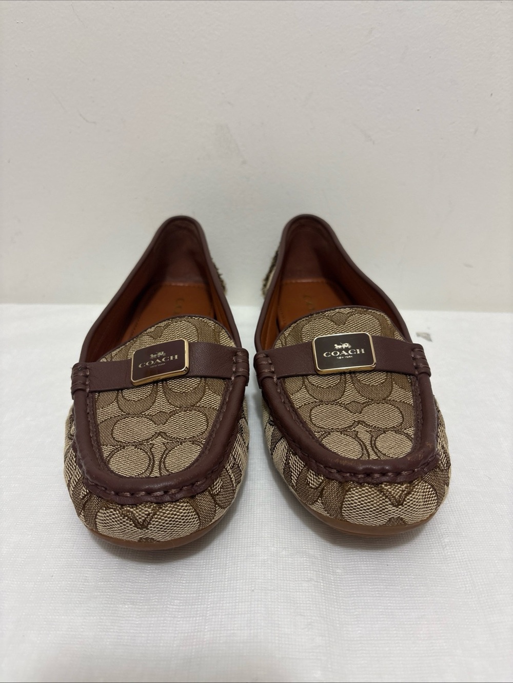 Coach Signature Canvas Moccasins in Brown